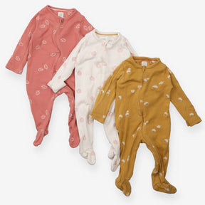 Sleepsuits 3pc ribbed autumn colours pumpkins leav