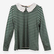 Green & Ivory Stripe Long Sleeve Tee Lace Peter Pa