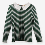 Green & Ivory Stripe Long Sleeve Tee Lace Peter Pa