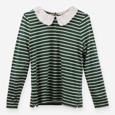 Green & Ivory Stripe Long Sleeve Tee Lace Peter Pa