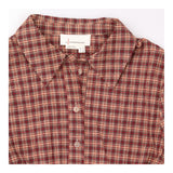 Burgundy Plaid Smocked Waist Peplem