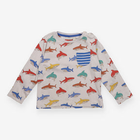 T-shirt long sleeve cream shark
