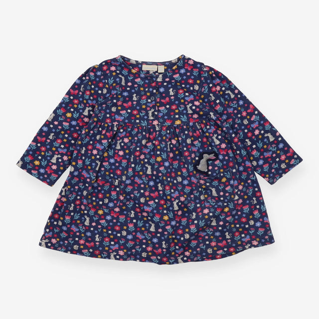 Dress Long Sleeved Navy Hedgehog, Mouse and Rabbit