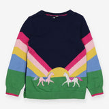 Sweater knit navy horses