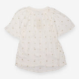 Blouse Ivory Metallic Gold Star Embroidered V-Neck