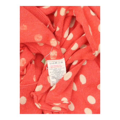 Cardigan Polka Dot Coral Red Cotton V-Neck Long Sl