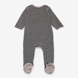 Sleepsuit Black and Cream Velour Striped with Snoo