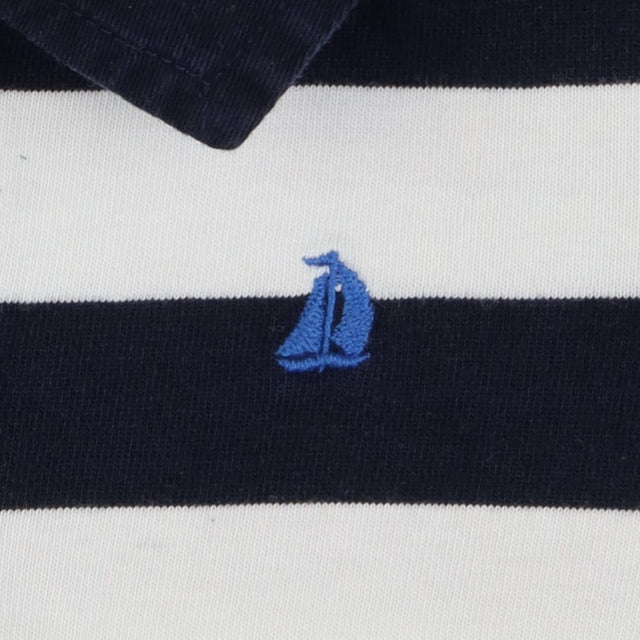 Rugby Shirt blue white stripe navy collar cuffs