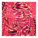 Maxi Dress Pink Abstract Print Tiered Long Sleeve