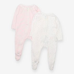 Sleepsuit long sleeve white with pink dots pink wh
