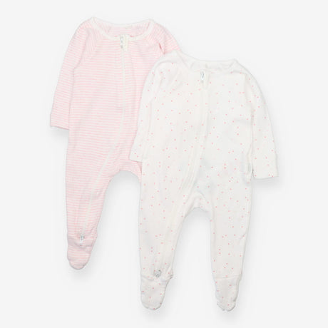 Sleepsuit long sleeve white with pink dots pink wh