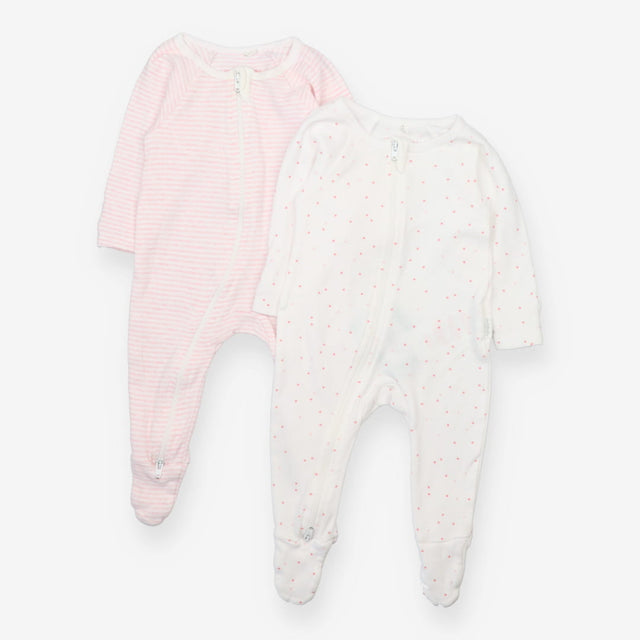 Sleepsuit long sleeve white with pink dots pink wh