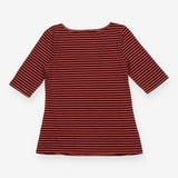 Striped Scoop Neck Cotton Stretch Top Plum Pink