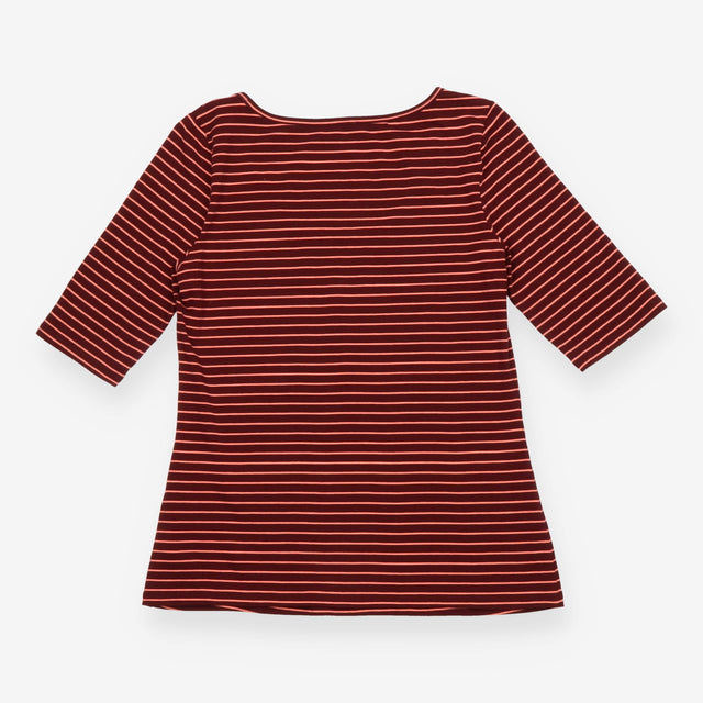 Striped Scoop Neck Cotton Stretch Top Plum Pink