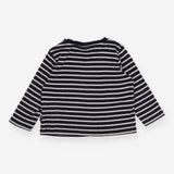 Tee long Sleeve Navy and White Buttons on Shoulder