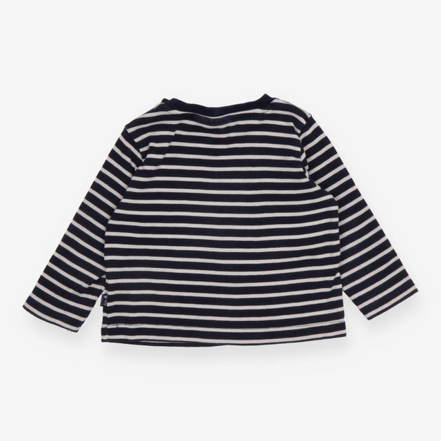 Tee long Sleeve Navy and White Buttons on Shoulder