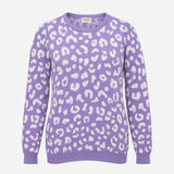 Jumper Animal Spot Print Crew Neck Cotton Lilac