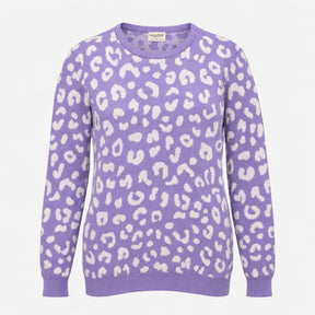 Jumper Animal Spot Print Crew Neck Cotton Lilac