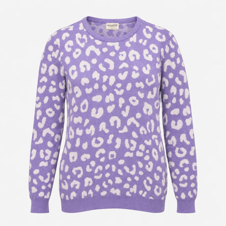 Jumper Animal Spot Print Crew Neck Cotton Lilac