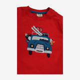 T-Shirt Red Long Sleeve Penguins in a Jeep