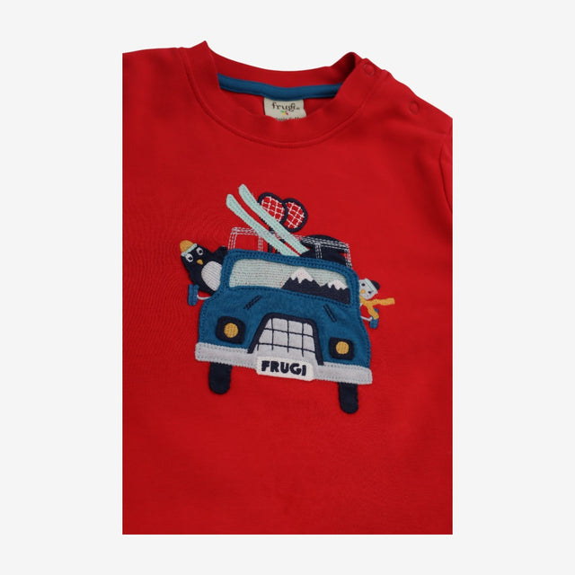 T-Shirt Red Long Sleeve Penguins in a Jeep