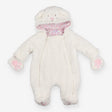 Pramsuit white bunny with floral lining 
