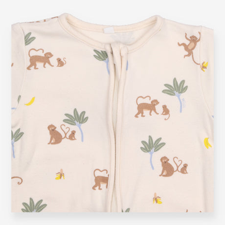 Sleepsuit zip cream monkey