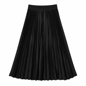 Maternity Skirt Black Pleated Midi Elastic Waist