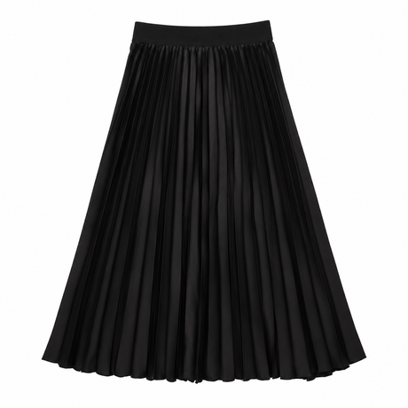 Maternity Skirt Black Pleated Midi Elastic Waist