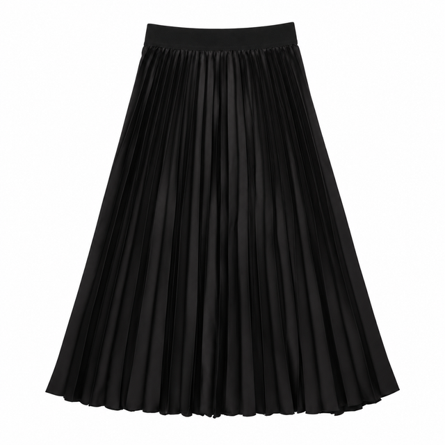 Maternity Skirt Black Pleated Midi Elastic Waist