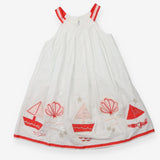Dress White with Pink Sail Boats and Shells