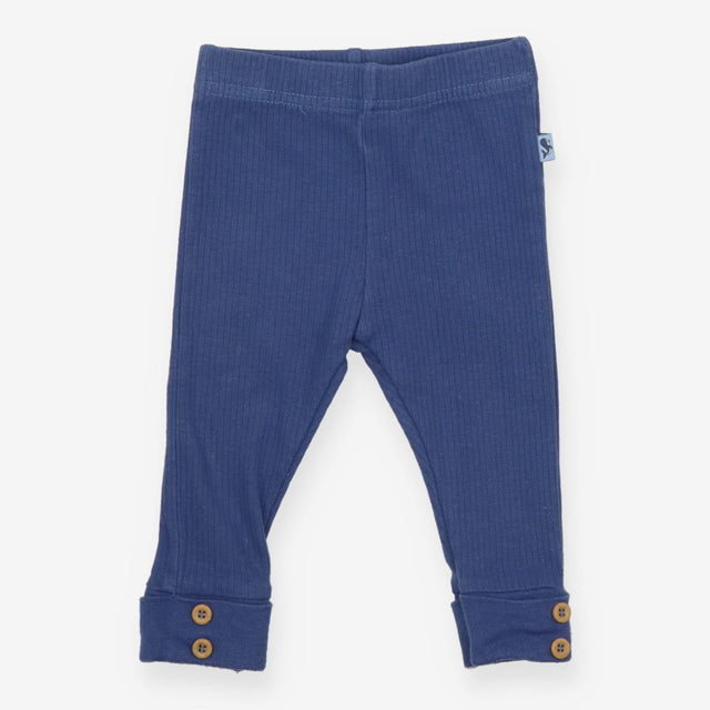 Blue ribbed leggings with whale tag