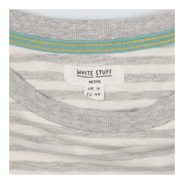 T-shirt Long Sleeve Grey Cream Stripe Mix, Cassie