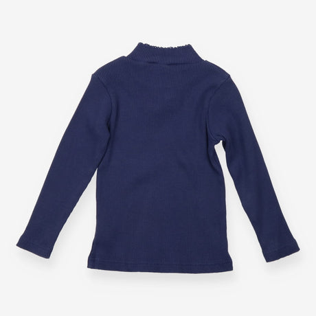 Confiture Blue Ribbed High Neck LS Top