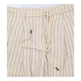 Trousers Pinstripe Linen Blend Belted Straight Leg