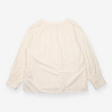Cotton Blouse Cream Textured Stripe Popover Long S