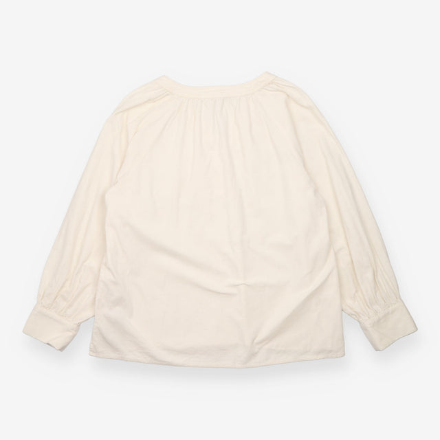 Cotton Blouse Cream Textured Stripe Popover Long S