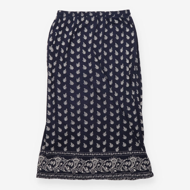 Printed Maxi Skirt Floral Paisley Navy Blue