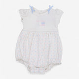 Shortie Romper White Blue & Pink Spots