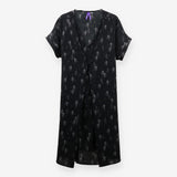 Maternity & Nursing Black Midi Dress with Grey Pat