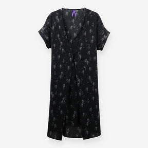 Maternity & Nursing Black Midi Dress with Grey Pat
