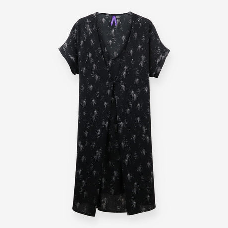 Maternity & Nursing Black Midi Dress with Grey Pat