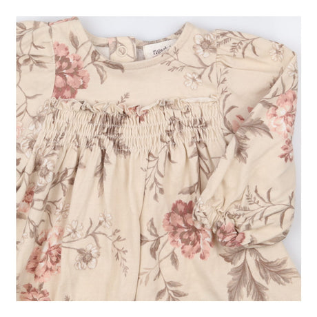 Cream Rose Jersey Dress Lace Finished