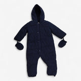 Pramsuit navy fleece lined with mittens