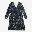 Midi Dress Black Cream Abstract Print Wrap V Neck