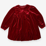 Party dress red velvet with bow