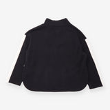 Sweatshirt Top Black Funnel Neck Contrast Sleeve