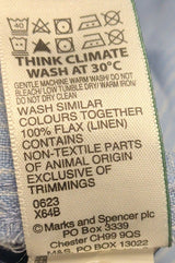 Blue White Striped 100% Pure Linen Short Sleeve To