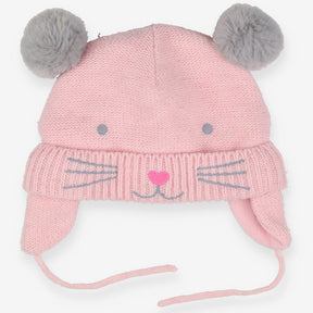 Hat knitted pink mouse