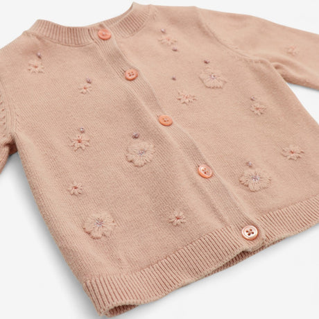 Cardigan Pink Knit with Flowers